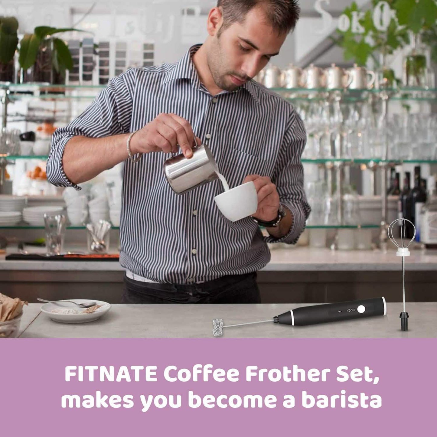 19-Pack: USB Electric Milk Coffee Frother Pitcher Set - Tree of Life