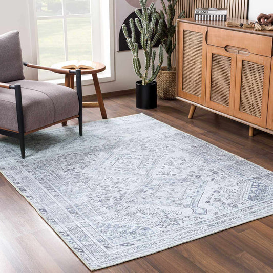 Barny Gray Denim Washable Rug - Clearance