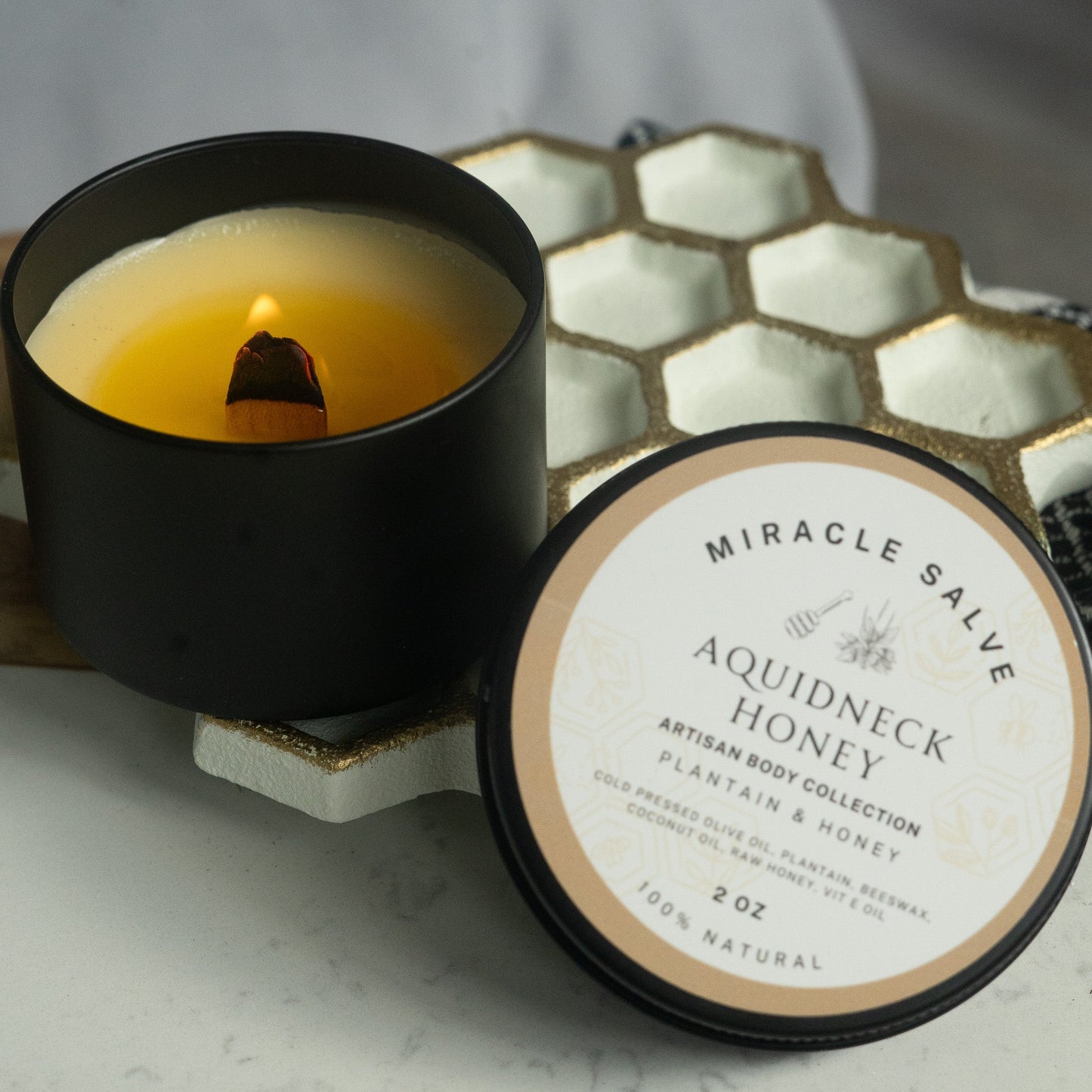 Honey & Vanilla Beeswax Candle - Tree of Life