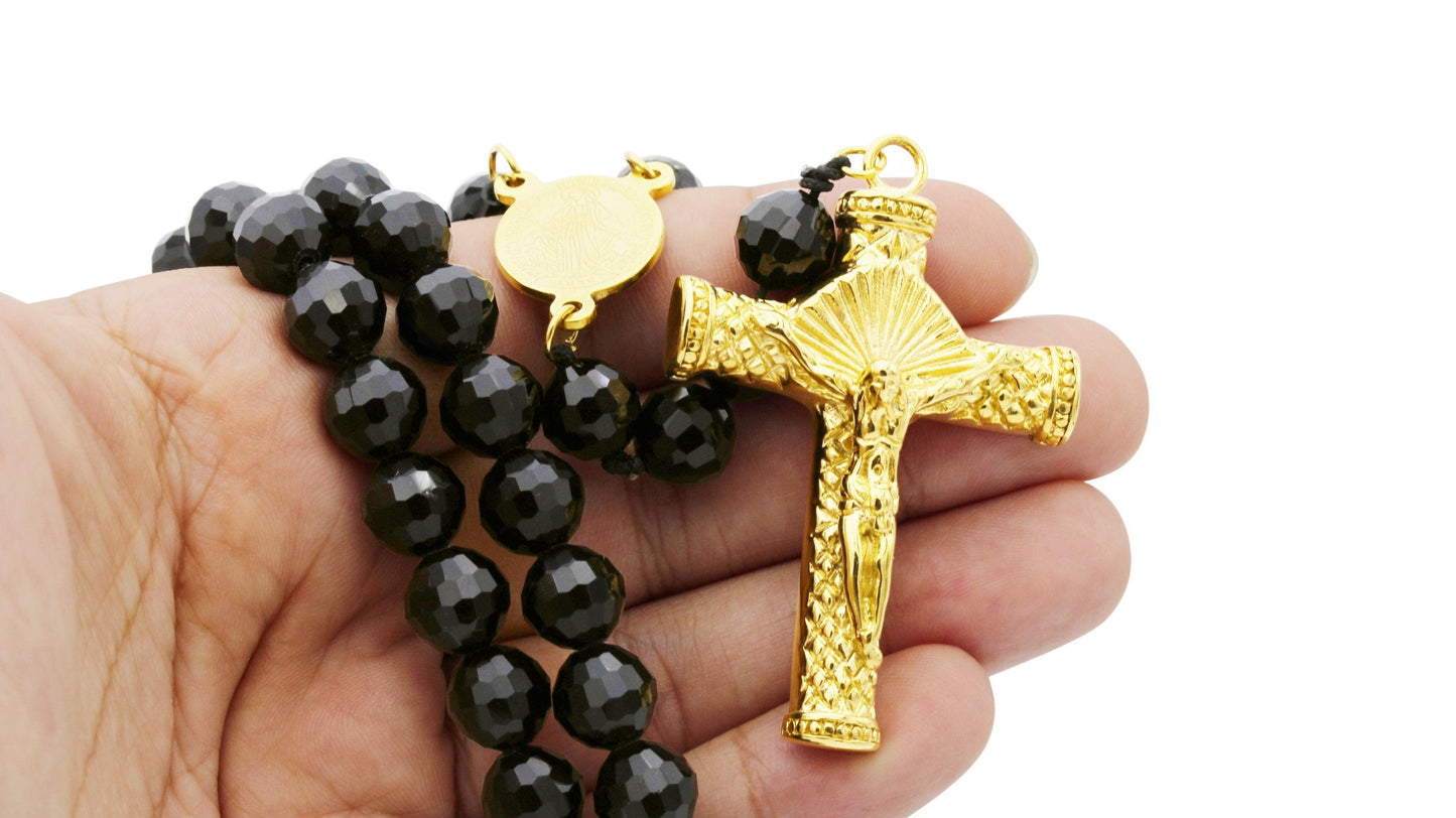 Fancy Rosary Necklace Five Decade Catholic Prayer Acrylic Beads Crucifix Pendant - Tree of Life