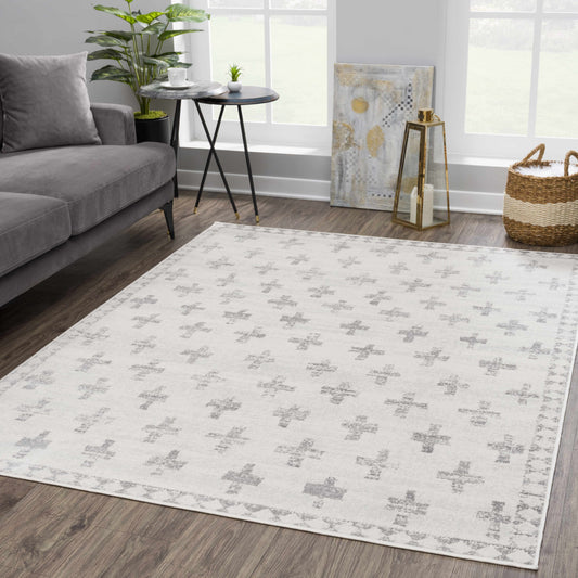 Tigris Swiss Cross Ivory&Gray Area Rug - Clearance - Tree of Life