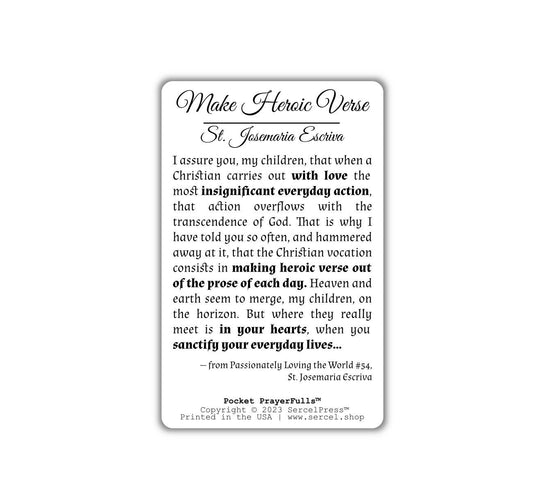 St. Josemaria Escriva, Make Heroic Verse: Pocket PrayerFulls™ | Durable Wallet Prayer Cards | Catholic Saints - Tree of Life