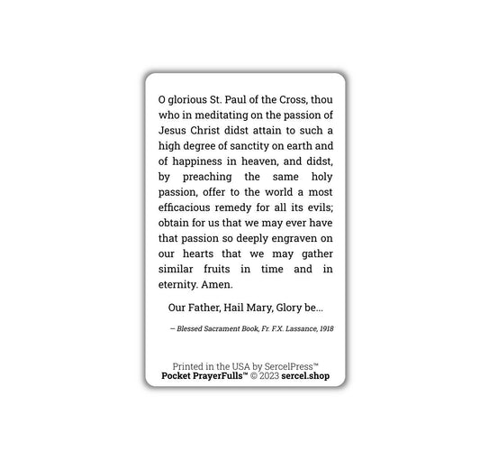 St. Paul of the Cross: Pocket PrayerFulls™ | Durable Wallet Prayer Cards | Catholic Saints | Catholic Prayers - Tree of Life