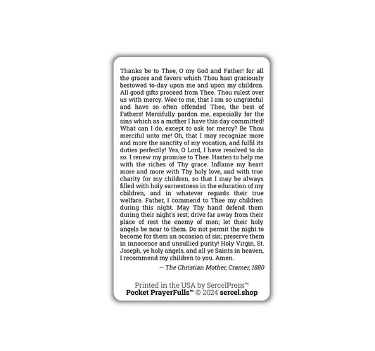 Mother's Prayer in the Evening: Pocket PrayerFulls™ | Durable Wallet Prayer Cards | Catholic Prayers - Tree of Life