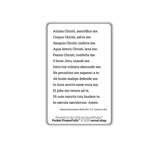 Anima Christi / Soul of Christ Sanctify Me in LATIN: Pocket PrayerFulls™ | Uncompromising Holy Cards — Built to Last. Backed for Life - Tree of Life