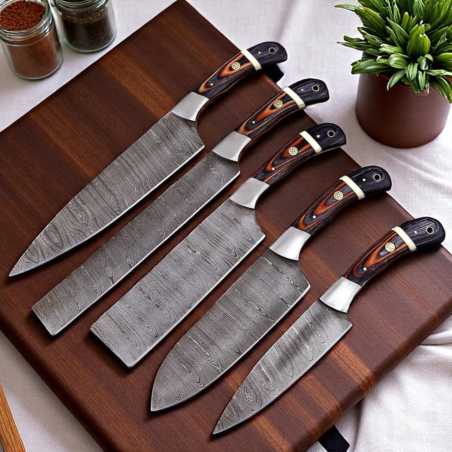 Best Japanese Knife Set – 5-Piece Full Tang Damascus Collection - Tree of Life