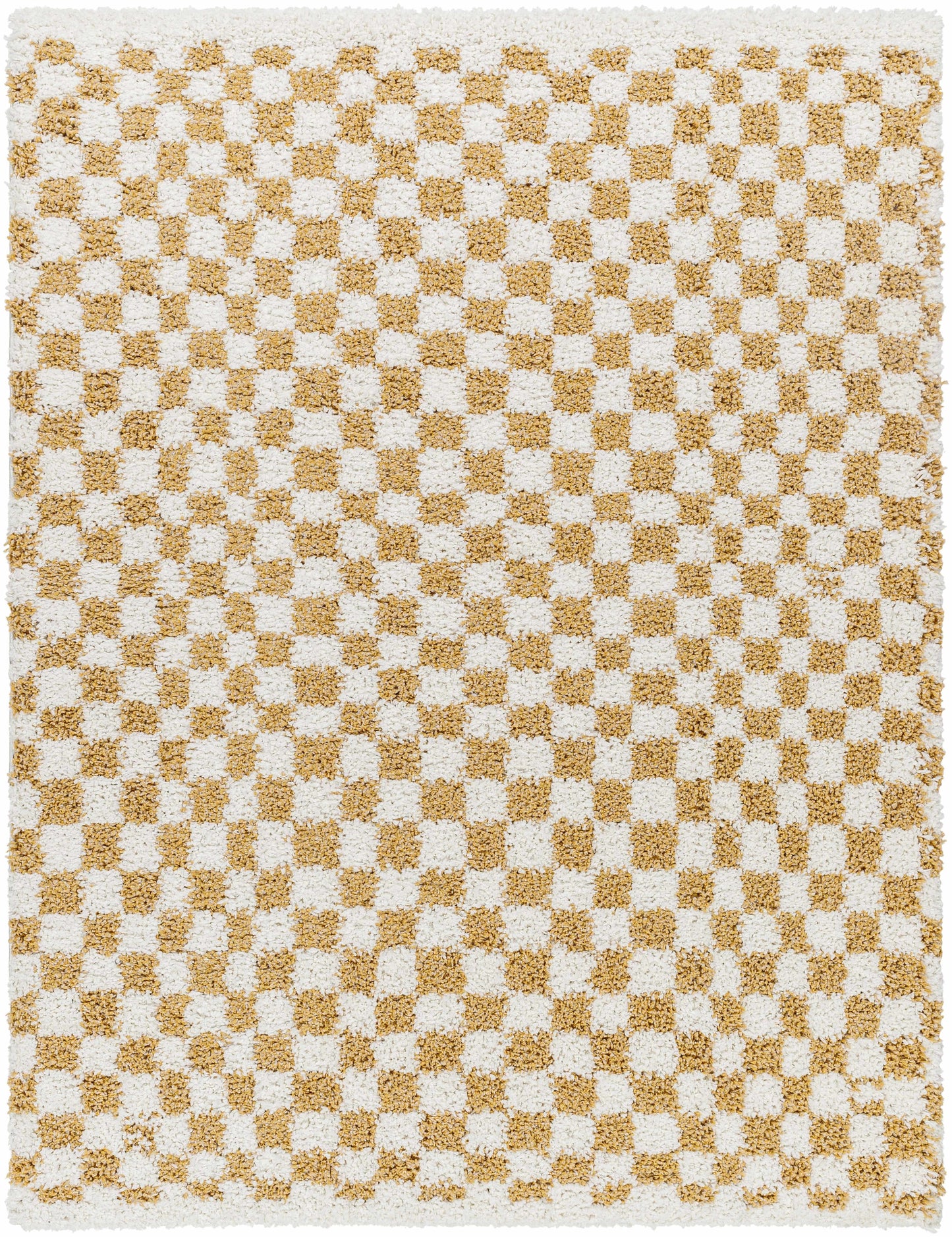 Kieu Mustard & Ivory Checkered Area Rug - Tree of Life