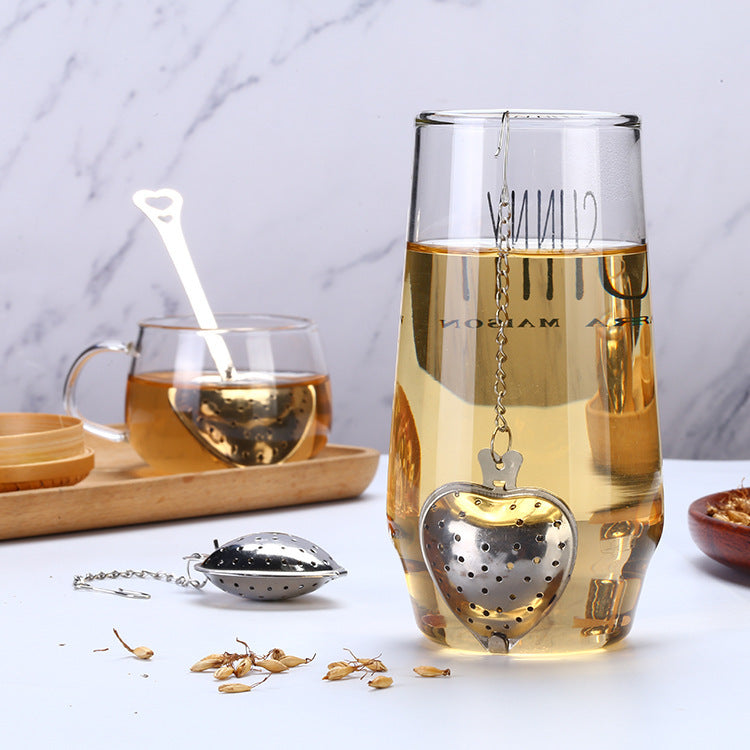 Stainless Steel Tea Filter With Chain Metal Herb Spice Strainer Spoon Heart Shaped Tea Infuser Seasoning Ball Teaware - Tree of Life
