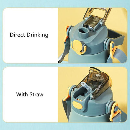 1000ml/1300ml Double Stainless Steel Sport Vacuum Flask With Straw Portable Thermos Mug With Strap Thermal Water Bottle Tumbler Sports Water Bottle. Stainless Steel Insulated Tumbler Large Capacity With Straw Water Bottle For Outdoor Sports Travel - Tree of Life