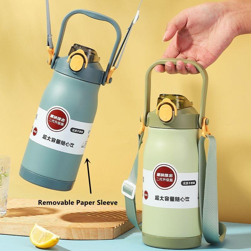 1000ml/1300ml Double Stainless Steel Sport Vacuum Flask With Straw Portable Thermos Mug With Strap Thermal Water Bottle Tumbler Sports Water Bottle. Stainless Steel Insulated Tumbler Large Capacity With Straw Water Bottle For Outdoor Sports Travel - Tree of Life