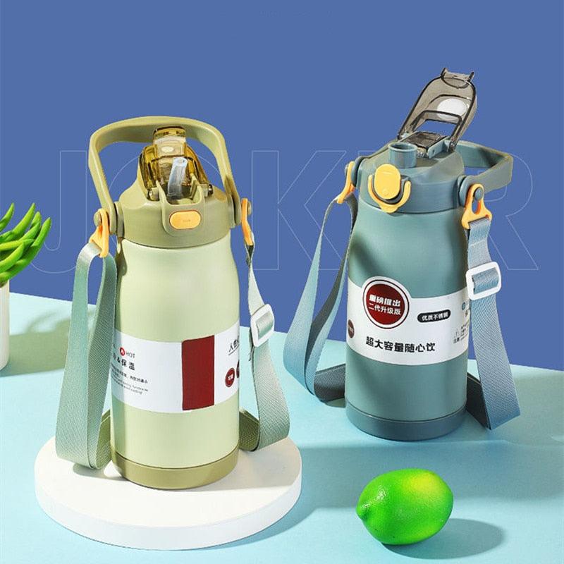 1000ml/1300ml Double Stainless Steel Sport Vacuum Flask With Straw Portable Thermos Mug With Strap Thermal Water Bottle Tumbler Sports Water Bottle. Stainless Steel Insulated Tumbler Large Capacity With Straw Water Bottle For Outdoor Sports Travel - Tree of Life