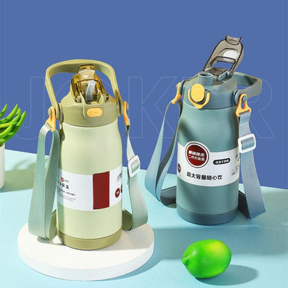 1000ml/1300ml Double Stainless Steel Sport Vacuum Flask With Straw Portable Thermos Mug With Strap Thermal Water Bottle Tumbler Sports Water Bottle. Stainless Steel Insulated Tumbler Large Capacity With Straw Water Bottle For Outdoor Sports Travel - Tree of Life