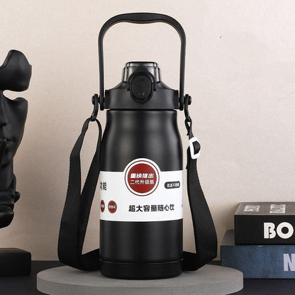 1000ml/1300ml Double Stainless Steel Sport Vacuum Flask With Straw Portable Thermos Mug With Strap Thermal Water Bottle Tumbler Sports Water Bottle. Stainless Steel Insulated Tumbler Large Capacity With Straw Water Bottle For Outdoor Sports Travel - Tree of Life