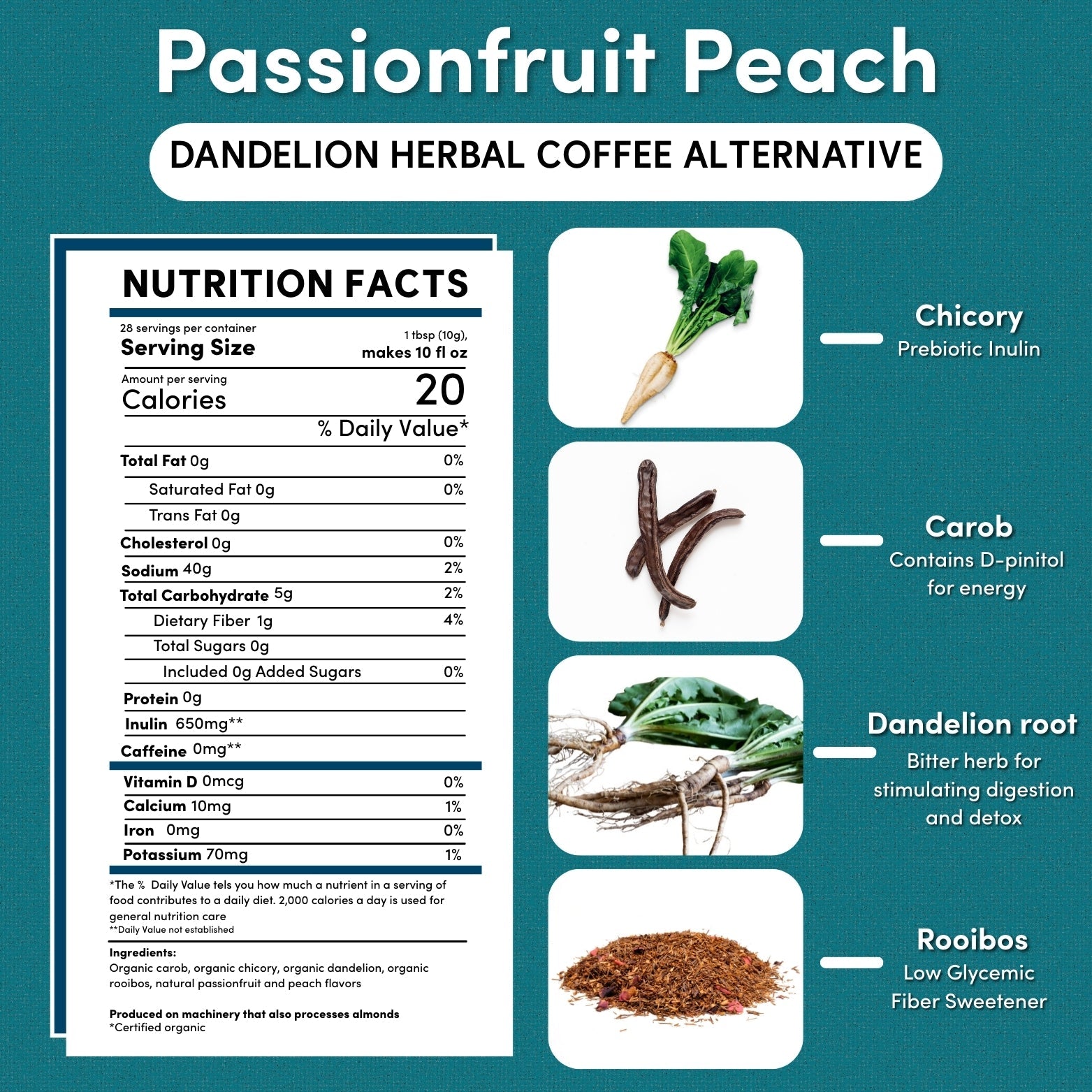 Dandelion Passionfruit Peach Herbal Coffee - Tree of Life