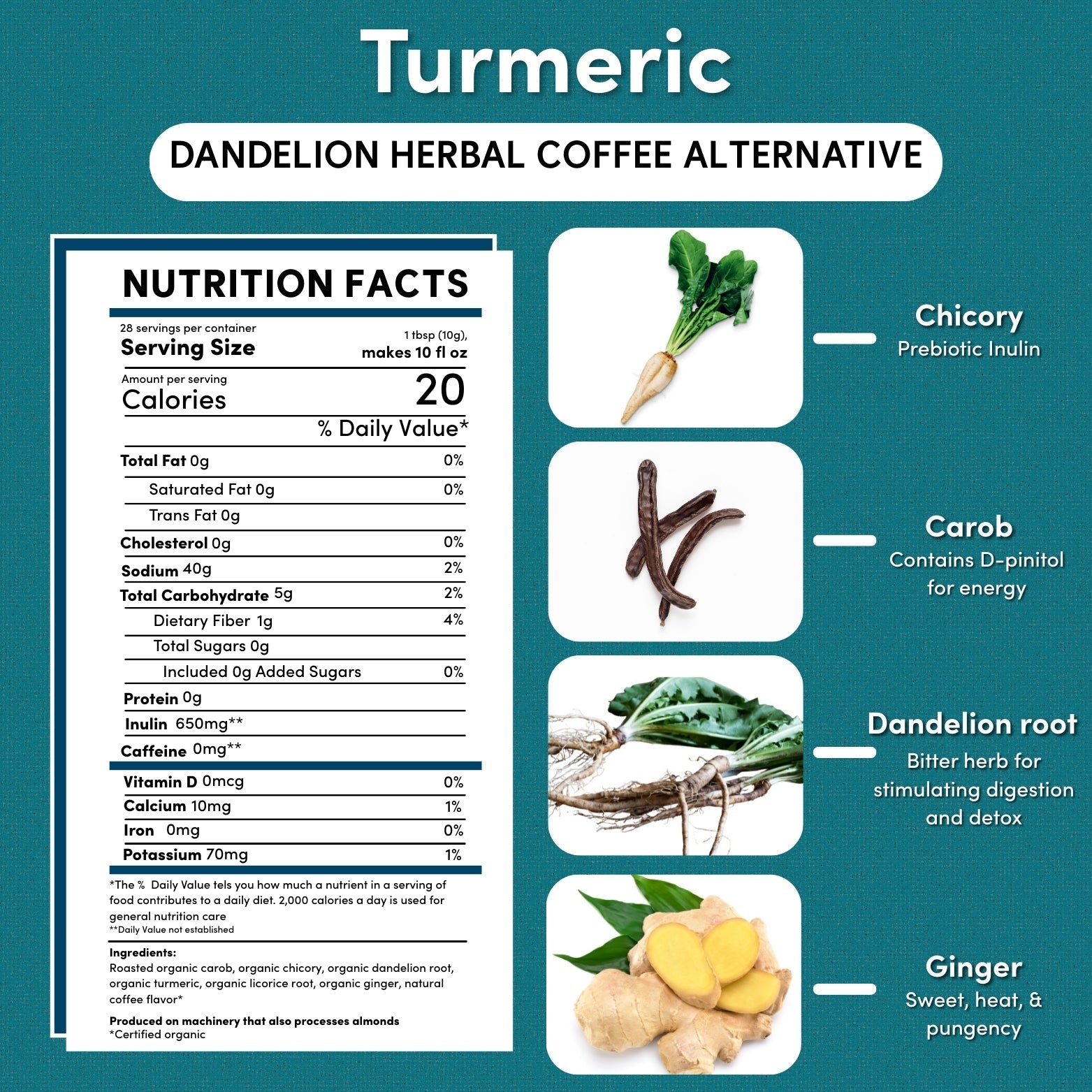 Dandelion Turmeric Herbal Coffee - Tree of Life