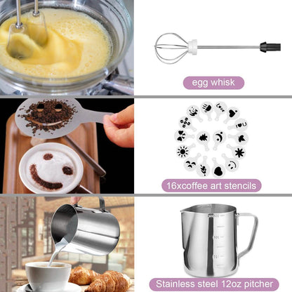 19-Pack: USB Electric Milk Coffee Frother Pitcher Set - Tree of Life