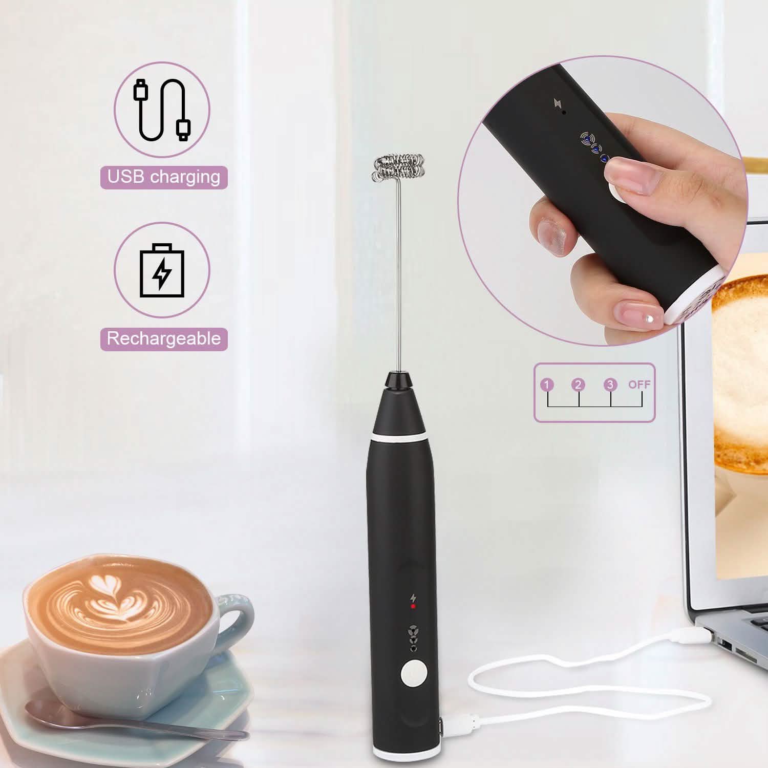19-Pack: USB Electric Milk Coffee Frother Pitcher Set - Tree of Life