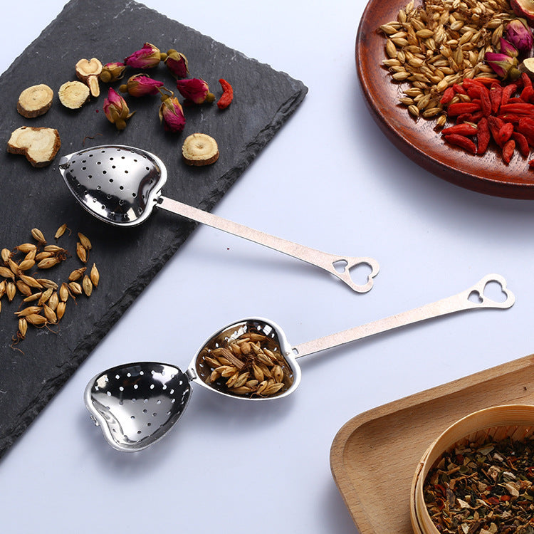 Stainless Steel Tea Filter With Chain Metal Herb Spice Strainer Spoon Heart Shaped Tea Infuser Seasoning Ball Teaware - Tree of Life