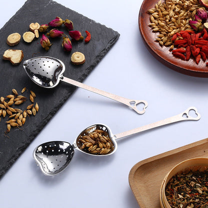 Stainless Steel Tea Filter With Chain Metal Herb Spice Strainer Spoon Heart Shaped Tea Infuser Seasoning Ball Teaware - Tree of Life