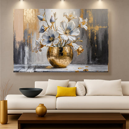 Magnolia Bloom in Gold Abstract Wall Art - Tree of Life