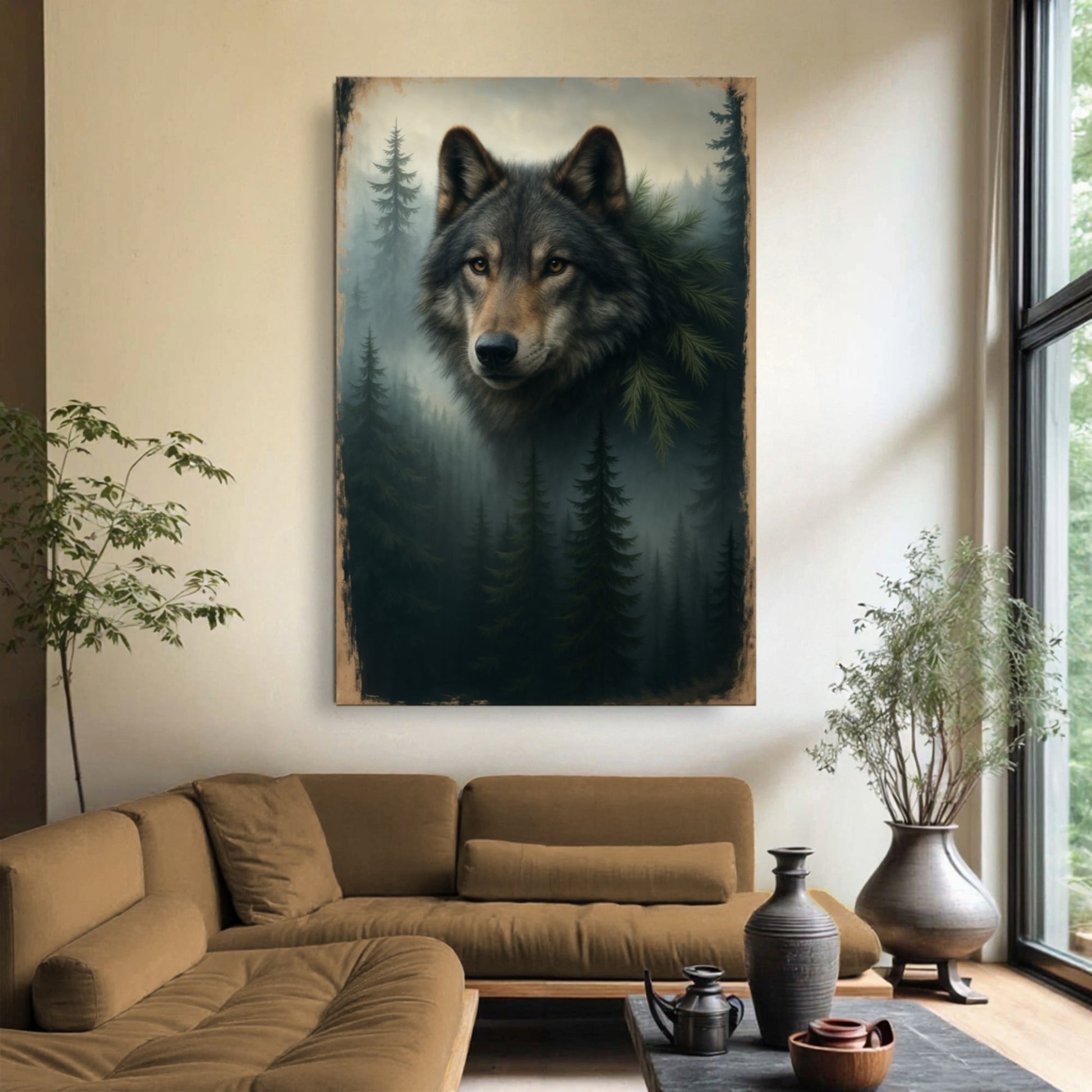 Wolf Double Exposure Wall Art V - Tree of Life