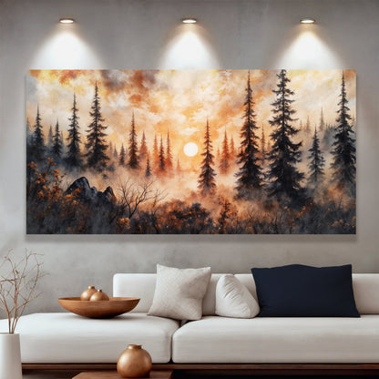 Rustic Forest Sunset Wall Art - Tree of Life