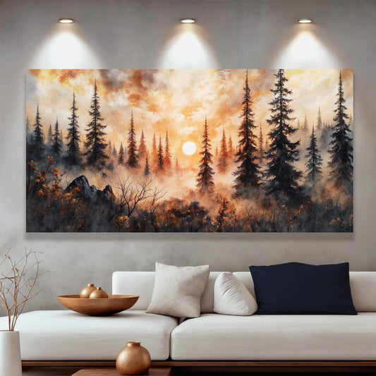 Rustic Forest Sunset Wall Art - Tree of Life