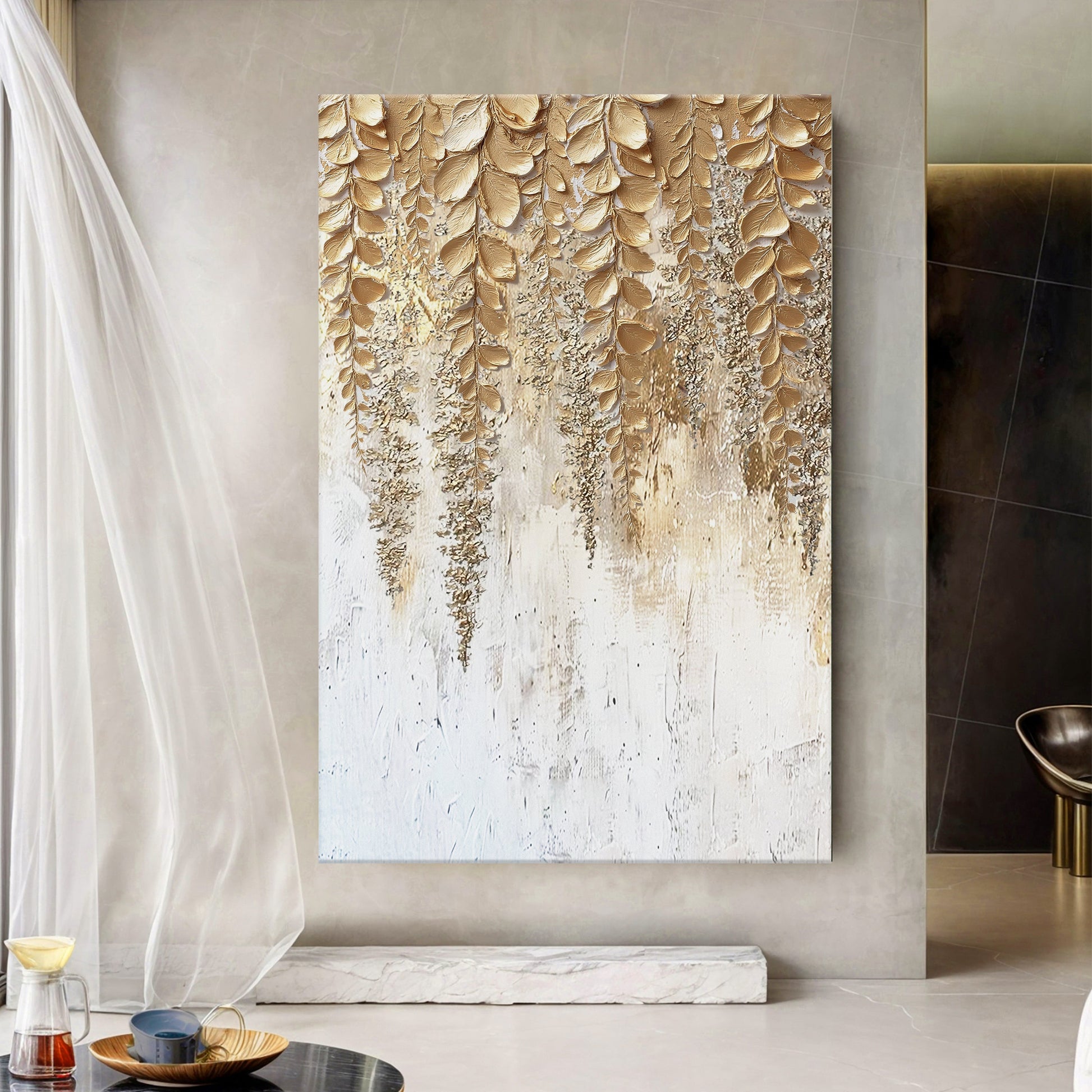 Golden Wisteria Wall Art - Tree of Life