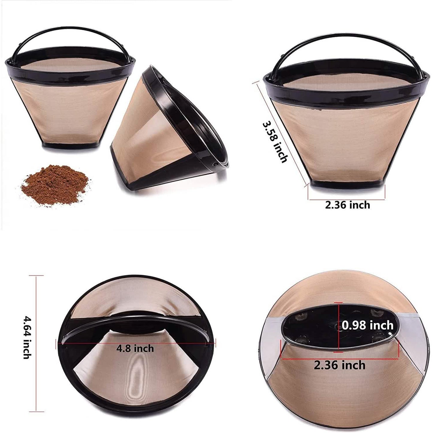 2-Piece: Reusable No.4 Cone Coffee Maker Filters - Tree of Life