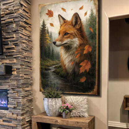 Autumn Fox Double Exposure Wall Art - Tree of Life