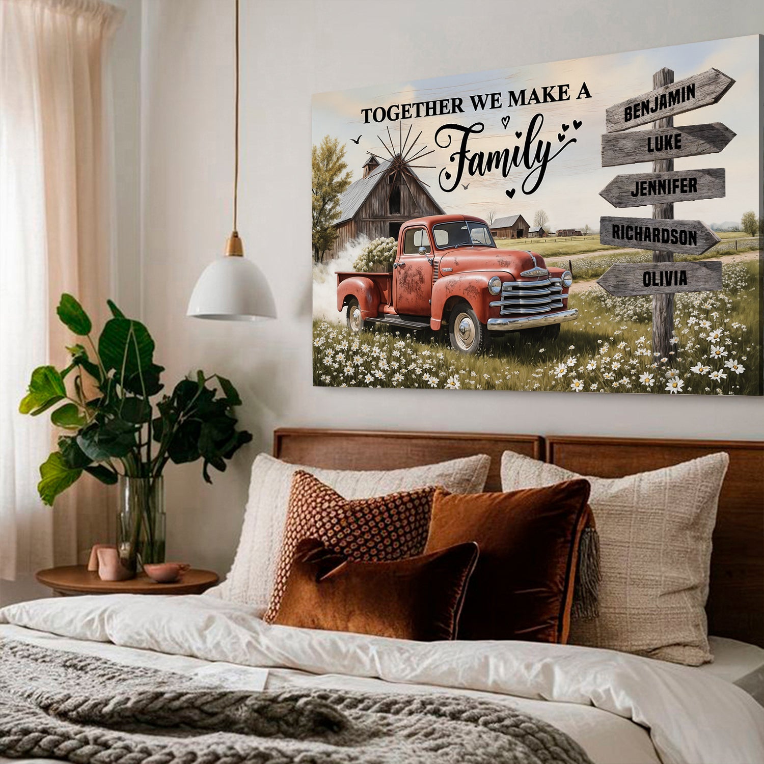 Personalized Family Farmhouse Old Truck Wall Art - Tree of Life