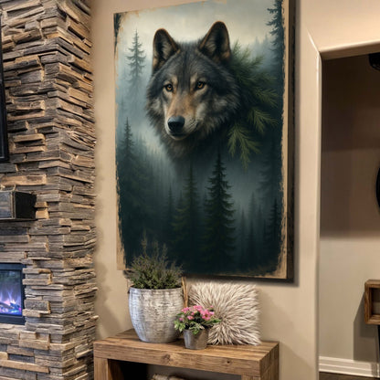Wolf Double Exposure Wall Art V - Tree of Life