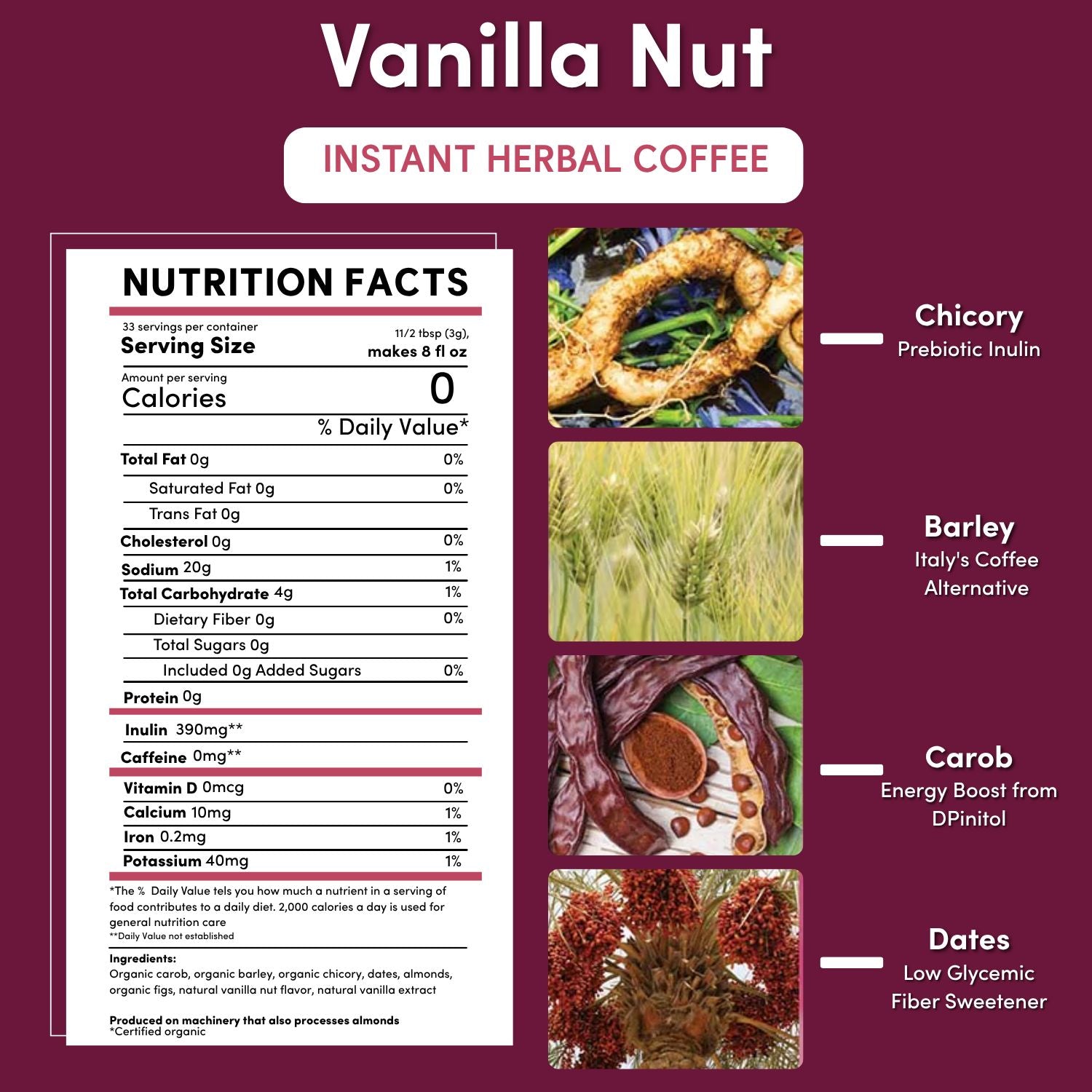 Instant Vanilla Nut Herbal Coffee - Tree of Life