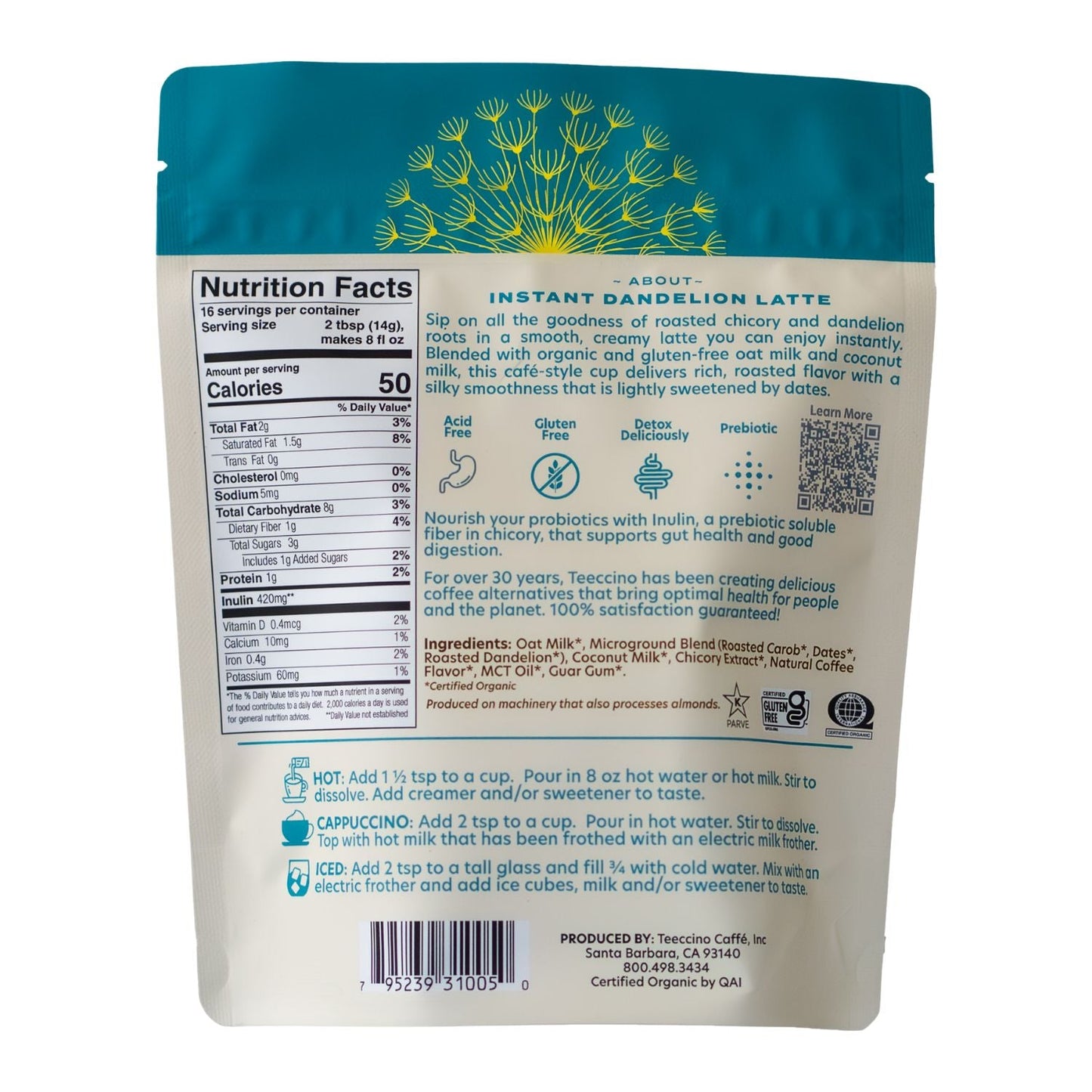 Instant Dandelion Herbal Latte - Tree of Life
