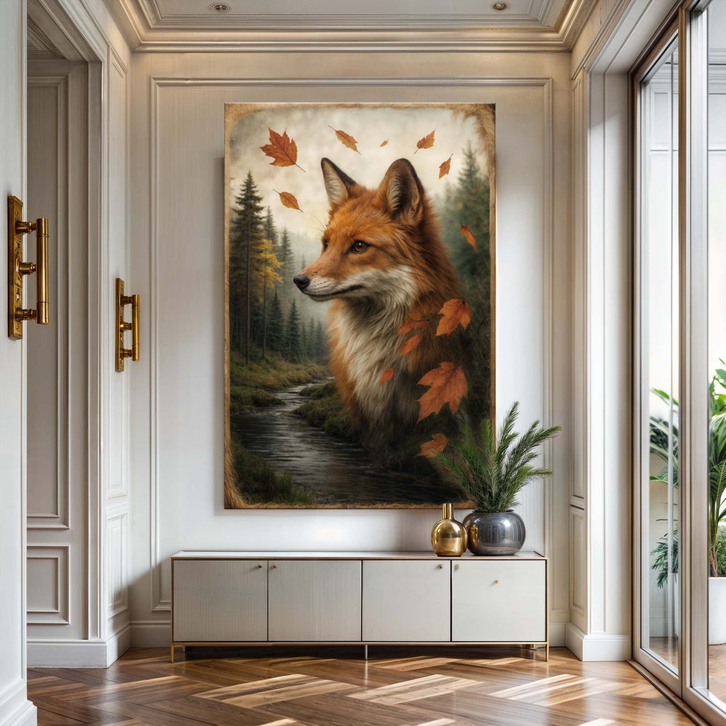 Autumn Fox Double Exposure Wall Art - Tree of Life