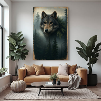 Wolf Double Exposure Wall Art V - Tree of Life