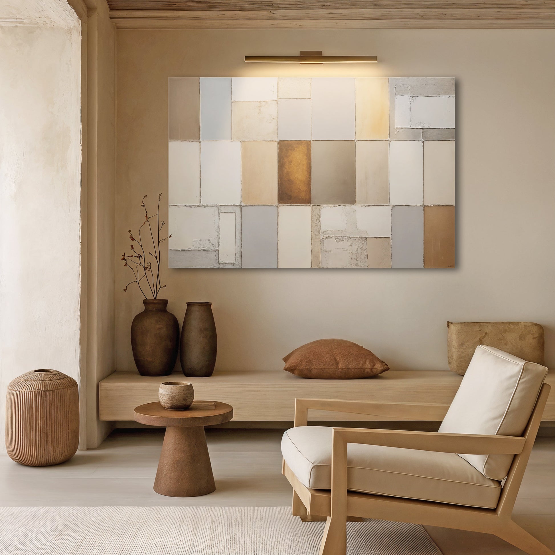 Earth Tones Patchwork Geometric Wall Art - Tree of Life