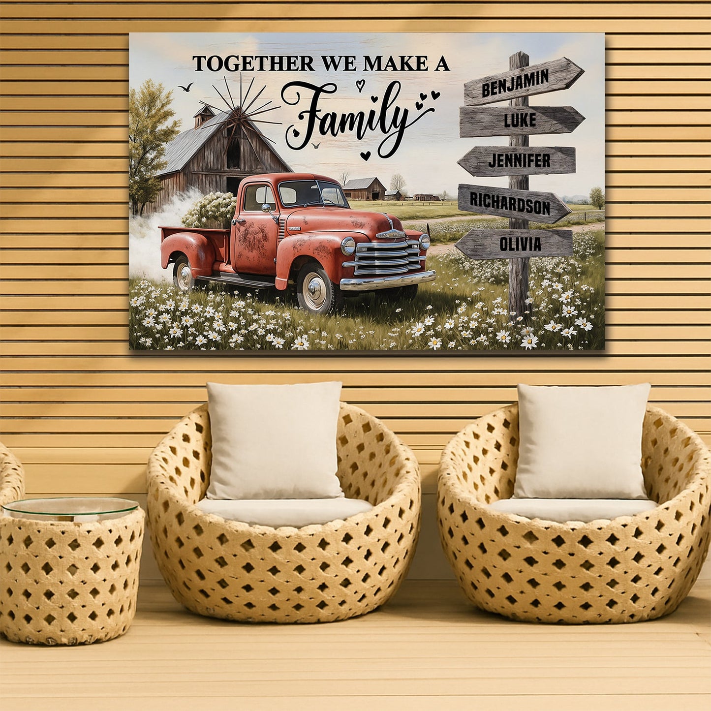 Personalized Family Farmhouse Old Truck Wall Art - Tree of Life
