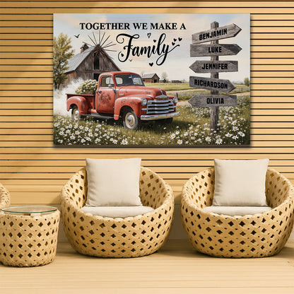 Personalized Family Farmhouse Old Truck Wall Art - Tree of Life