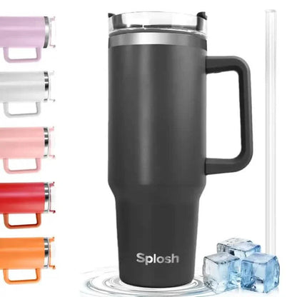 40 Oz Insulated Coffee Tumbler with Handle and Straw - Tree of Life