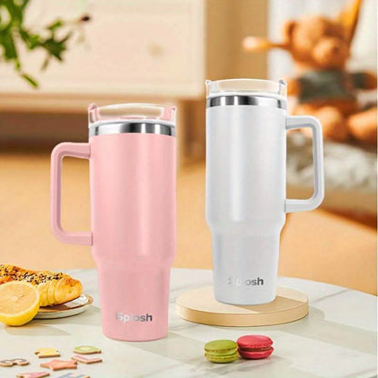 40 Oz Insulated Coffee Tumbler with Handle and Straw - Tree of Life