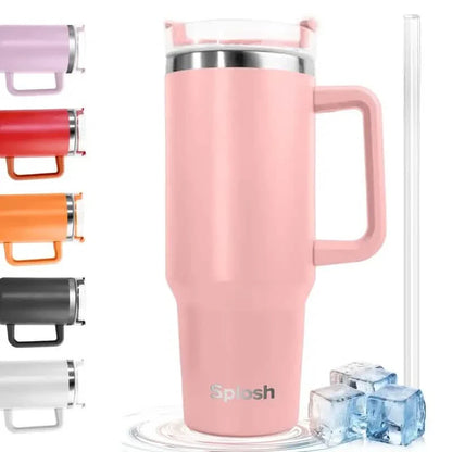 40 Oz Insulated Coffee Tumbler with Handle and Straw - Tree of Life