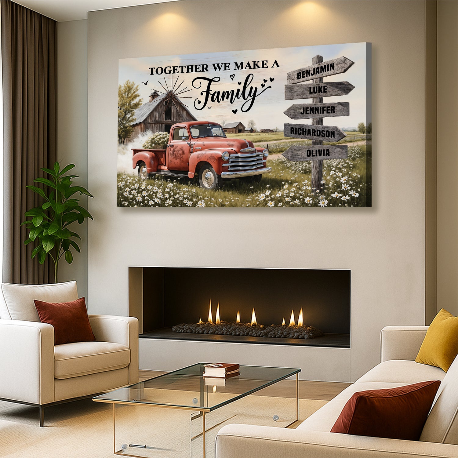 Personalized Family Farmhouse Old Truck Wall Art - Tree of Life