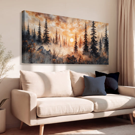 Rustic Forest Sunset Wall Art - Tree of Life