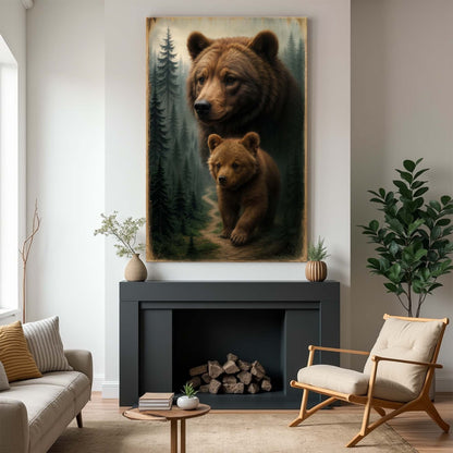 Path of the Wild Kin Bear and Cub Wall Art - Tree of Life