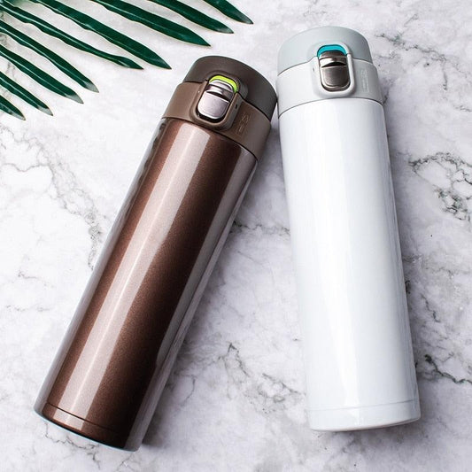 500ML Stainless Steel Bouncing Cover Vacuum Flask Thermos Cup Coffee Tea Milk Bottle vacuum flask 500ml Stainless Steel Water Bottle Leak-Proof Bounce Cover Home Office Water Bottle - Tree of Life