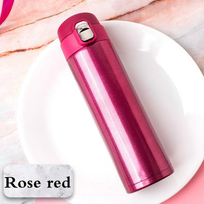 500ML Stainless Steel Bouncing Cover Vacuum Flask Thermos Cup Coffee Tea Milk Bottle vacuum flask 500ml Stainless Steel Water Bottle Leak-Proof Bounce Cover Home Office Water Bottle - Tree of Life