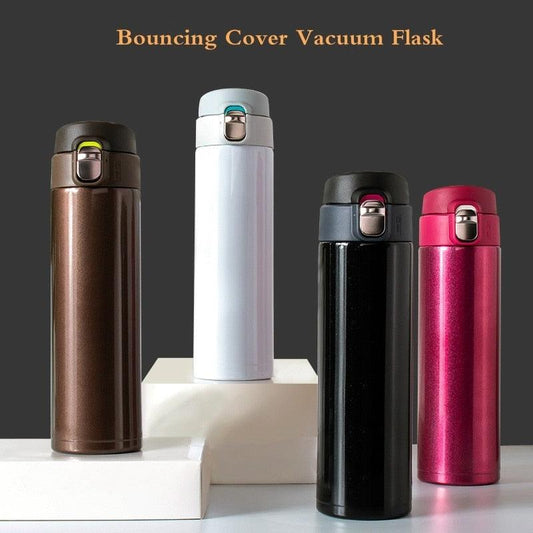 500ML Stainless Steel Bouncing Cover Vacuum Flask Thermos Cup Coffee Tea Milk Bottle vacuum flask 500ml Stainless Steel Water Bottle Leak-Proof Bounce Cover Home Office Water Bottle - Tree of Life