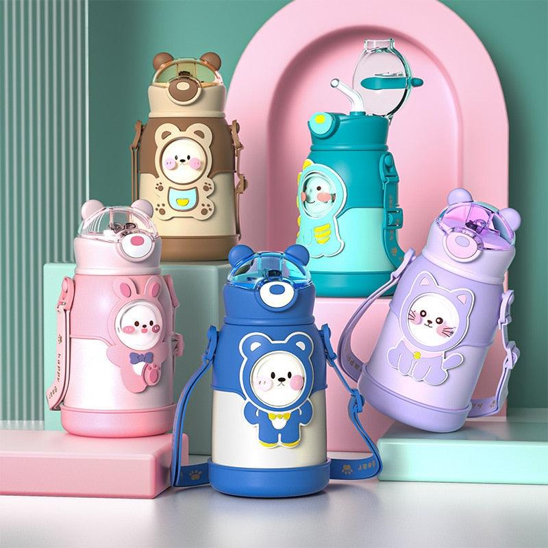 500ml Stainless Steel Thermal Water Bottle for Children Cute Cartoon Thermos Mug with Straw Leak-Proof Insulated Cup Drinkware Water Bottle for Girls Cute Water Bottles with Straw Portable Leakproof Bear Water Bottle with Adjustable Strap - Tree of Life