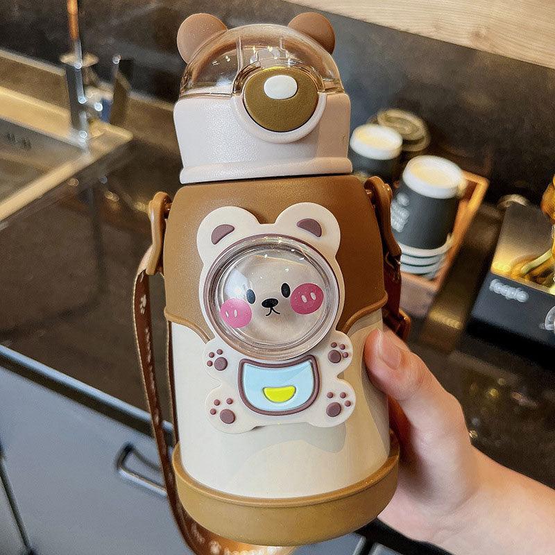 500ml Stainless Steel Thermal Water Bottle for Children Cute Cartoon Thermos Mug with Straw Leak-Proof Insulated Cup Drinkware Water Bottle for Girls Cute Water Bottles with Straw Portable Leakproof Bear Water Bottle with Adjustable Strap - Tree of Life
